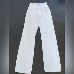 NWT Zara white jean full length wide leg pants